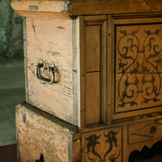 Vintage wooden chest or storage box