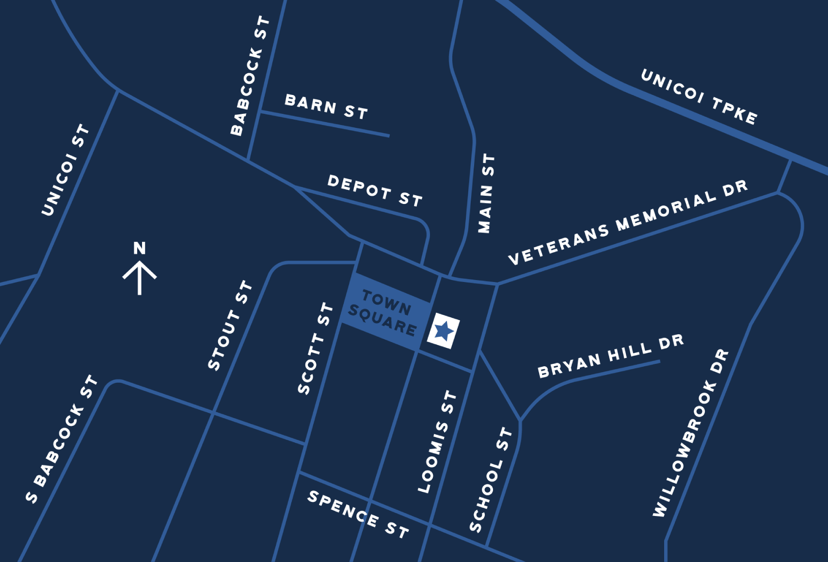 Map showing the location of The Blue Opossum in Tellico Plains, TN